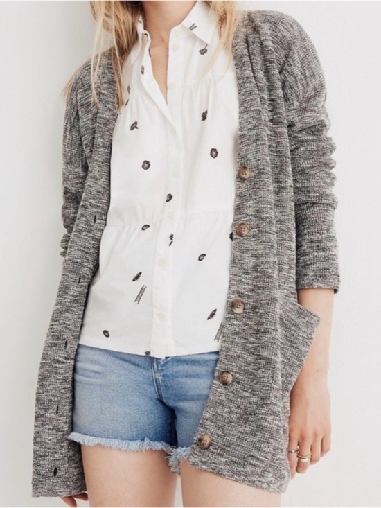 Madewell Sweaters - Madewell Alton Gray Marled Button-Front Knit Cardigan Sweater